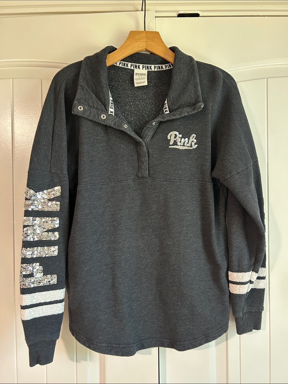 Victoria's Secret PINK Charcoal Gray Fleece Pullover